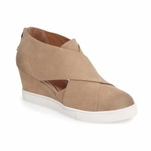Linea Paolo Faith-L Wedge Sneaker, Size 6.5 M, Tan Nubuck